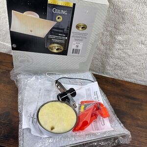 Vintage Old School Hampton Bay Square Flush Mount Ceiling Light Fixture NOB